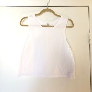 White Cropped Los Angeles Apparel Tank